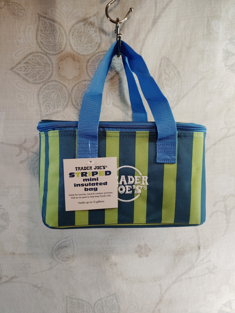 (NWT) Trader Joe's Blue and Green Striped Insulated Bag